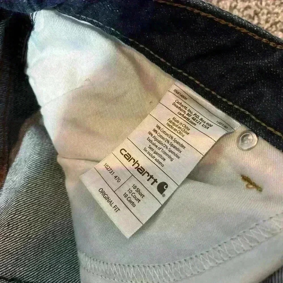 Carhartt Original Fit Straight Leg Jeans Womens 10 Short Dark Wash Blue Workwear - Picture 7 of 9